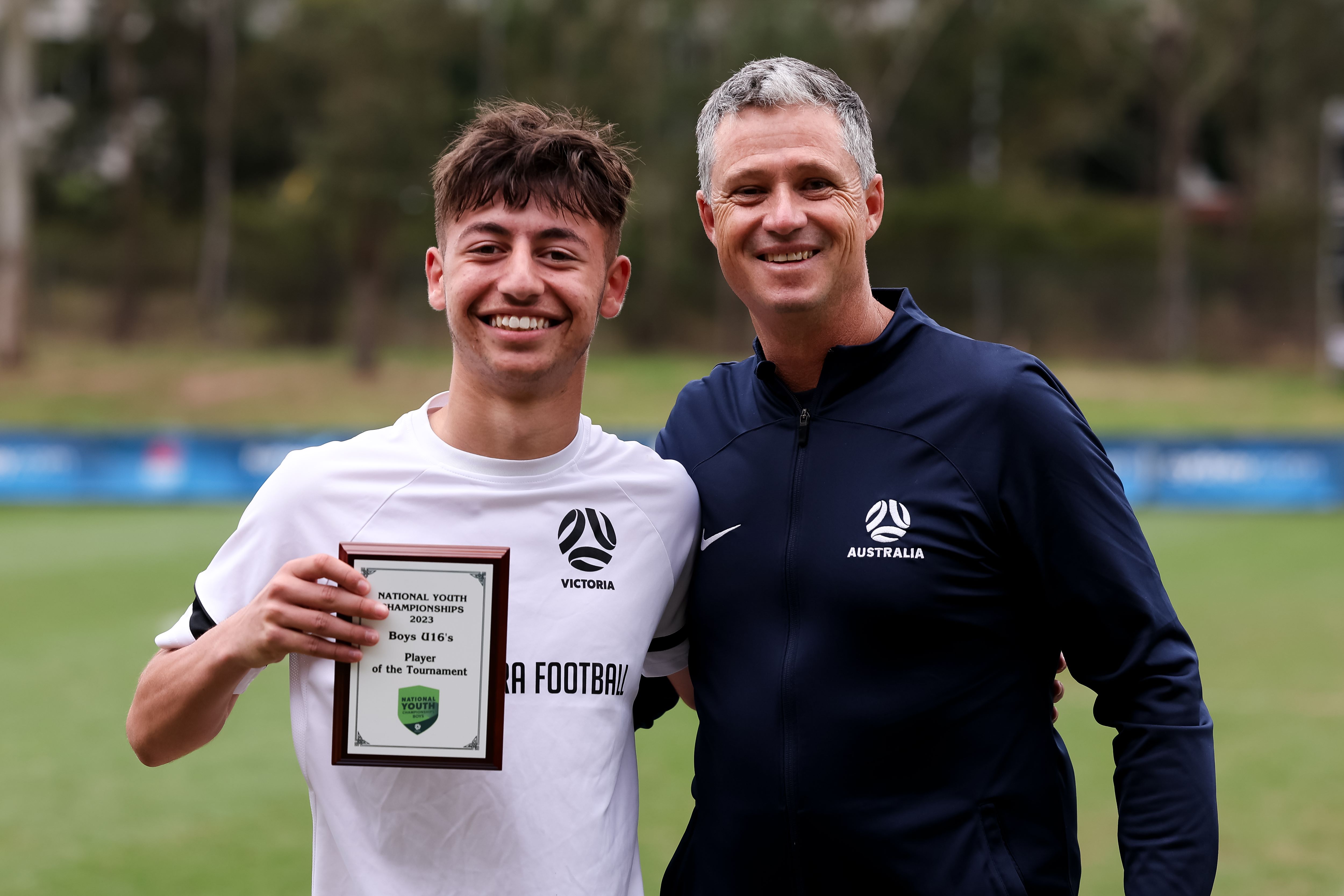 Christian Polyzoudis was awarded the Under 16 Player of the Tournament by Trevor Morgan
